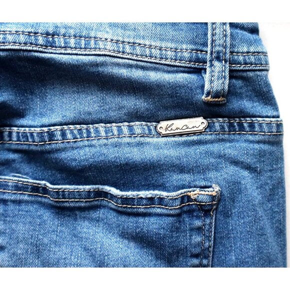 KanCan Blue Denim Overalls Size L Ripped Side Zipper Distressed Jeans Y2K - Picture 7 of 12